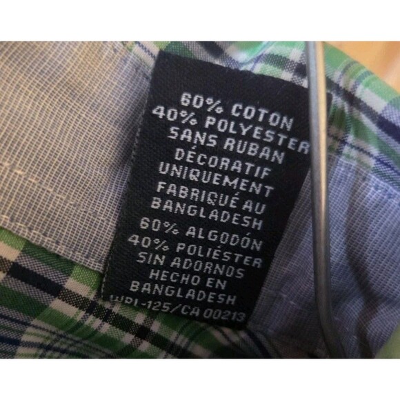 Mens Dress Shirt Chaps 2XT 2X Button Down Light Green Spring Plaid Short Sleeve - Picture 14 of 15